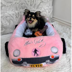 imageHot Wheels Plush Car Pet Bed  Themed Blue Car Design for Dogs and Cats with Toy Steering Wheel and TireElvis