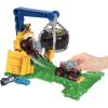 imageHot Wheels Monster Trucks Toy Truck amp Playset Rhinomite Chargin Challenge Playset with a 164 Scale Vehicle amp 2 Crushed Cars
