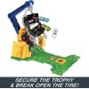 imageHot Wheels Monster Trucks Toy Truck amp Playset Rhinomite Chargin Challenge Playset with a 164 Scale Vehicle amp 2 Crushed Cars