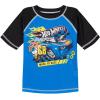 imageHot Wheels Raglan Rash Guard and Swim Trunks UPF 50 Outfit Set Toddler to Big Kid Sizes 2T  1012Blue  Black