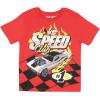 imageIsaac Morris Limited Hot Wheels Boys 2Piece Set  Short Sleeve Graphic Print TShirt and Shorts  Racing Outfit for KidsRedBrown