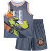 imageHot Wheels Athletic Mesh Jersey Tank Top and Basketball Shorts Outfit Set Toddler to Big Kid Sizes 2T  1012Gray  Orange