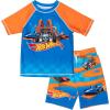 imageHot Wheels Raglan Rash Guard and Swim Trunks UPF 50 Outfit Set Toddler to Big Kid Sizes 2T  1012Blue
