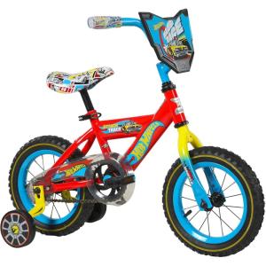 imageDynacraft Hot Wheels Boys BMX Bikes Sizes 12  18 for Ages 39 Years in red Black with Handlebar rev Grip Play FeatureRedBlue