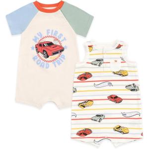 imageHot Wheels Baby 2 Pack Rompers Newborn to Infant Sizes Newborn  24 MonthsBeige