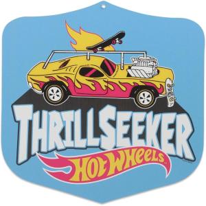 imageHot Wheels Flaming Tire Metal Sign  Classic Hot Wheels Wall Decor for Bedroom Garage or Man CaveBlueWhite