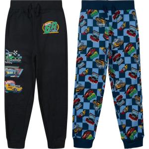 imageHot Wheels Fleece 2 Pack Jogger Pants Toddler to Big Kid Sizes 2T  1012Charcoal Navy  Blue