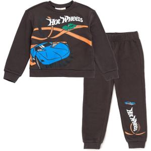 imageHot Wheels Fleece Pullover Sweatshirt and Jogger Pants Outfit Set Toddler to Big Kid Sizes 2T  1012Charcoal Gray