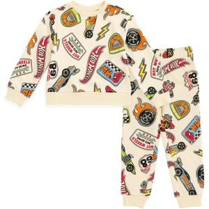 imageHot Wheels Fleece Pullover Sweatshirt and Jogger Pants Outfit Set Toddler to Big Kid Sizes 2T  1012Cream
