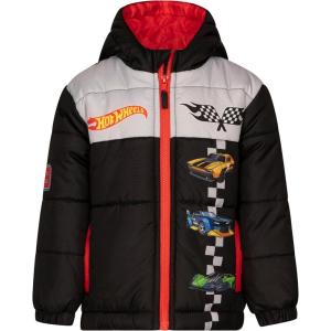 imageHot Wheels Zip Up Puffer Jacket with Fleece Lining Toddler to Big Kid Sizes 3T  1012Black