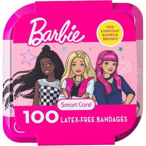imageSmart Care Hot Wheels Bandage Kit Bandaids for Kids Ideal for Boys Infants and Children LatexFree 3 Assorted Sizes with Collectible Hot Wheels Tin Case 100CTBarbie