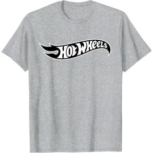 imageHot Wheels  Black Flame Logo TShirtHeather Grey