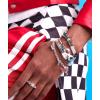 imageAlex and Ani Hot Wheels Bracelets  Moveable Enamel Charms Checkered Flag Motif Adjustable Stackable Designs Ideal Gift for WomenRacecar Toggle Charm Bracelet