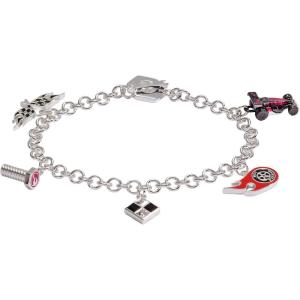 imageAlex and Ani Hot Wheels Bracelets  Moveable Enamel Charms Checkered Flag Motif Adjustable Stackable Designs Ideal Gift for WomenRacecar Toggle Charm Bracelet