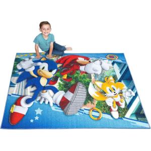 imageHot Wheels Interactive Play Area Rug 69 x 52 Inch Large Kids Race Track Playmat with NonSlip Backing for Bedroom amp Playroom 100 Officially Licensed Product by FrancoSonic the Hedgehog