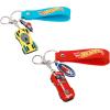 imageConcept One Hot Wheels 3D Car Keychain Set Keyring Accessories for Bags and Backpacks Charms with Silicone Logo Straps Red and Yellow