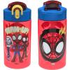 imageZak Designs Hot Wheels Sage Kids Water Bottle For School or Travel 16oz Durable Plastic Water Bottle With Straw Handle and LeakProof PopUp Spout Cover 2Pack Set Monster TrucksSpidey and His Amazing Friends 2pk