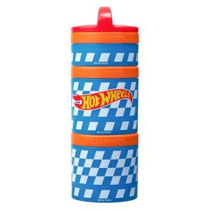 imageCheckers Whiskware Stackable Snack Pack  3 Jar  Handle  RedOrangeBlue