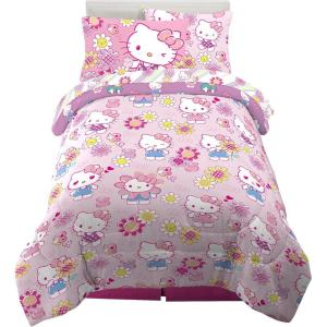 imageHot Wheels Girls Kids Bedding Super Soft Comforter and Sheet Set with Sham 7 Piece Full Size Officially Licensed Product By FrancoHello Kitty  Rainbow Garden