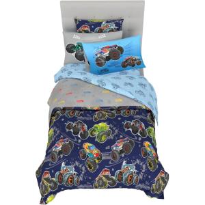 imageHot Wheels Girls Kids Bedding Super Soft Comforter and Sheet Set with Sham 7 Piece Full Size Officially Licensed Product By FrancoHot Wheels X Monster Trucks