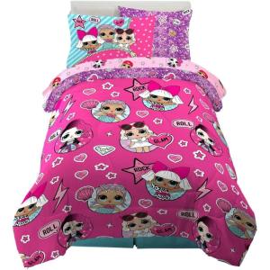 imageHot Wheels Girls Kids Bedding Super Soft Comforter and Sheet Set with Sham 7 Piece Full Size Officially Licensed Product By FrancoLol Surprise