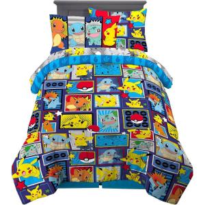 imageHot Wheels Girls Kids Bedding Super Soft Comforter and Sheet Set with Sham 7 Piece Full Size Officially Licensed Product By FrancoPokemon