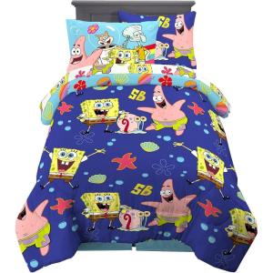 imageHot Wheels Girls Kids Bedding Super Soft Comforter and Sheet Set with Sham 7 Piece Full Size Officially Licensed Product By FrancoSpongebob Squarepants