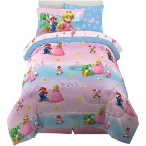 imageHot Wheels Girls Kids Bedding Super Soft Comforter and Sheet Set with Sham 7 Piece Full Size Officially Licensed Product By FrancoSuper Mario Girl