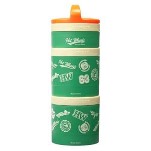 imageHot Wheels Race Icons Whiskware Stackable Snack Pack  3 Jar  Handle  OrangeTanGreen