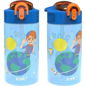 imageZak Designs Hot Wheels Sage Kids Water Bottle For School or Travel 16oz Durable Plastic Water Bottle With Straw Handle and LeakProof PopUp Spout Cover 2Pack Set Monster TrucksBlippi 2pk