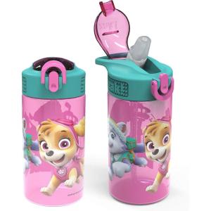 imageZak Designs Hot Wheels Sage Kids Water Bottle For School or Travel 16oz Durable Plastic Water Bottle With Straw Handle and LeakProof PopUp Spout Cover 2Pack Set Monster TrucksPaw Patrol Skye Bottle 2pk