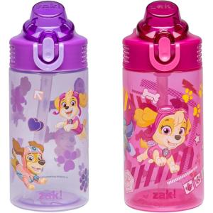 imageZak Designs Hot Wheels Sage Kids Water Bottle For School or Travel 16oz Durable Plastic Water Bottle With Straw Handle and LeakProof PopUp Spout Cover 2Pack Set Monster TrucksPAW Patrol Skye  Friends