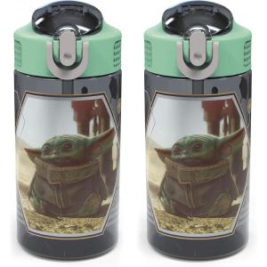 imageZak Designs Hot Wheels Sage Kids Water Bottle For School or Travel 16oz Durable Plastic Water Bottle With Straw Handle and LeakProof PopUp Spout Cover 2Pack Set Monster TrucksBaby Yoda Bottle 2pk