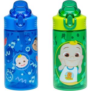 imageZak Designs Hot Wheels Sage Kids Water Bottle For School or Travel 16oz Durable Plastic Water Bottle With Straw Handle and LeakProof PopUp Spout Cover 2Pack Set Monster TrucksCoComelon JJ  Cody