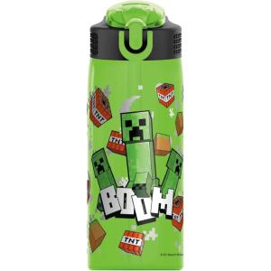 imageZak Designs Mattel Hot Wheels Sage Kids Water Bottle For School or Travel 16oz Durable Plastic Water Bottle With Straw Handle and LeakProof PopUp Spout Cover Hot WheelsMinecraft