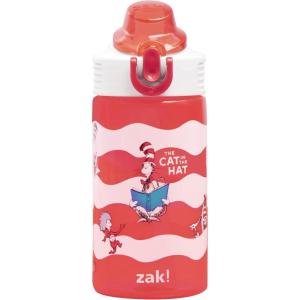 imageZak Designs Mattel Hot Wheels Sage Kids Water Bottle For School or Travel 16oz Durable Plastic Water Bottle With Straw Handle and LeakProof PopUp Spout Cover Hot WheelsDr Seuss The Cat in the Hat