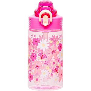imageZak Designs Mattel Hot Wheels Sage Kids Water Bottle For School or Travel 16oz Durable Plastic Water Bottle With Straw Handle and LeakProof PopUp Spout Cover Hot WheelsFlower Power