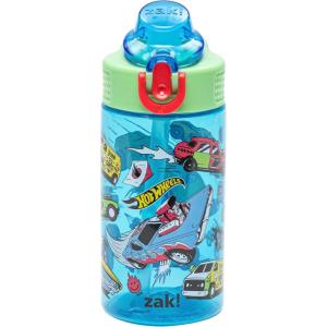 imageZak Designs Mattel Hot Wheels Sage Kids Water Bottle For School or Travel 16oz Durable Plastic Water Bottle With Straw Handle and LeakProof PopUp Spout Cover Hot WheelsHot Wheels