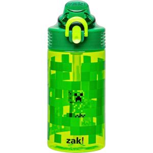 imageZak Designs Mattel Hot Wheels Sage Kids Water Bottle For School or Travel 16oz Durable Plastic Water Bottle With Straw Handle and LeakProof PopUp Spout Cover Hot WheelsMinecraft Creeper