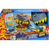 imageHot Wheels Toy Car Track Set City Shark Chomp Beach Playset with 164 Scale DieCast Vehicle 2 Ways to Play Knock Out the Shark or Get Eaten