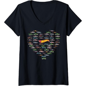 image:imageWomens Hot Wheels  Heart Shape Valentines Day VNeck TShirtBlack