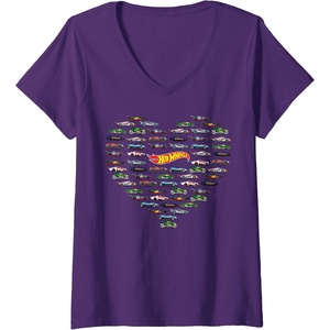 image:imageWomens Hot Wheels  Heart Shape Valentines Day VNeck TShirtPurple