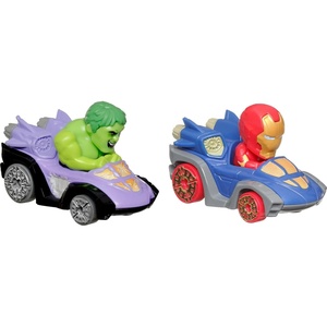 image:imageHot Wheels RacerVerse Toy Cars 2Pack Set of 2 DieCast Vehicles with NonRemovable Drivers of Their Own Cars Hulk amp Iron Man Optimized for Track