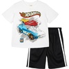 image:imageHot Wheels Boys Athletic 2Piece TShirt and Shorts Set Toddler to Big KidWhite  Black