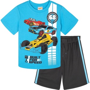 image:imageHot Wheels Boys Athletic 2Piece TShirt and Shorts Set Toddler to Big KidBright Blue  Dark Gray