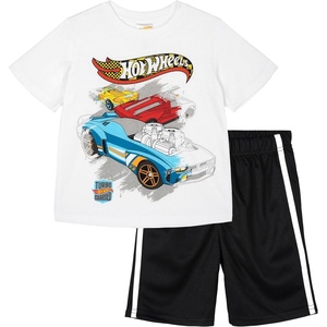 image:imageHot Wheels Boys Athletic 2Piece TShirt and Shorts Set Toddler to Big KidWhite  Black