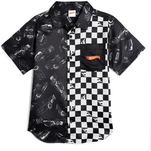 image:imageHot Wheels Boys ButtonDown Shirt Toddler to Big Kid  ButtonDown Closure Pointed Collar Peached Microfiber Lightweight Fabric Curved HemBlack  White