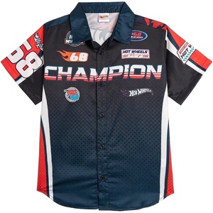 image:imageHot Wheels Boys ButtonDown Shirt Toddler to Big Kid  ButtonDown Closure Pointed Collar Peached Microfiber Lightweight Fabric Curved HemNavy  Red